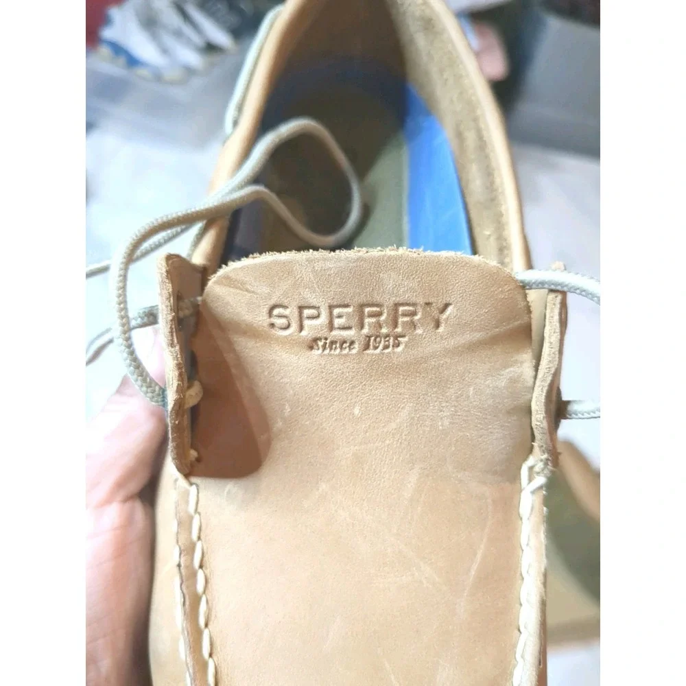 Pre-own‎ SPERRY Top Sider Tan LEATHER Boat Shoe (No Box) Size 9.5M, Men